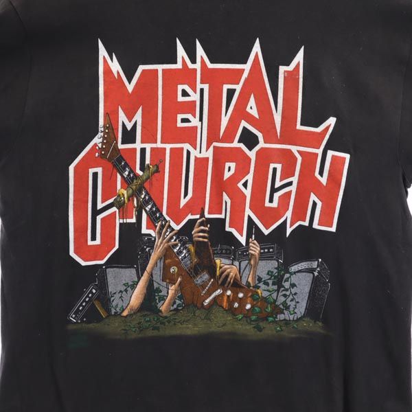 Hanes ヘインズ 90s オールド USA製 METAL CHURCH WORLD TOUR 1991-1992 半袖 Tシャツ L ブラック系 メタルチャーチ バンT メンズ