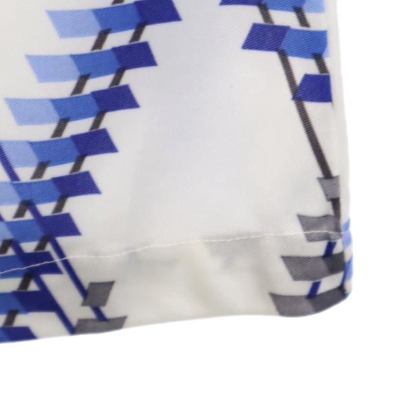 GOEL 70s 80s ヴィンテージ 総柄 半袖 オープンカラーシャツ M 白×水色 メンズ