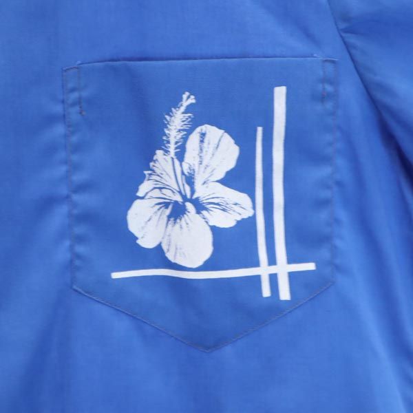 desiree of hawaii 70s 80s ヴィンテージ ハイビスカス柄 半袖 アロハシャツ M ブルー 開襟 メンズ