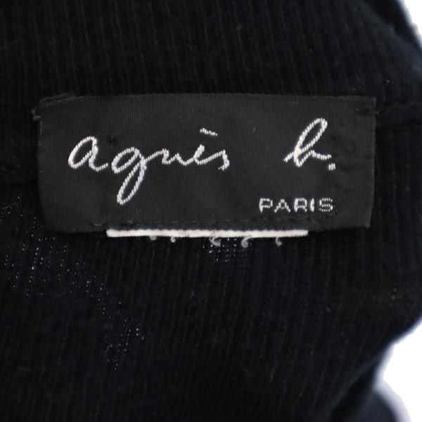 agnes b. アニエスベー フランス製 半袖 ハイネック セーター 1 黒 ニット レディース