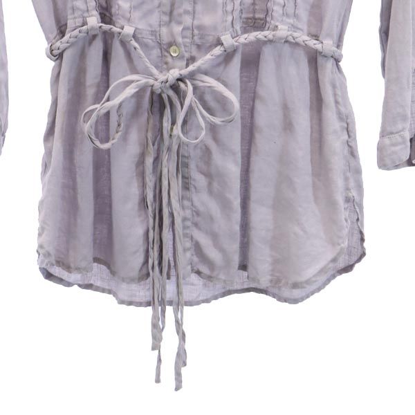 ワンハンドレッドトゥエンティーパーセントリノ イタリア製 リネン 長袖 シャツ 40 紫系 120% lino チュニック レディース