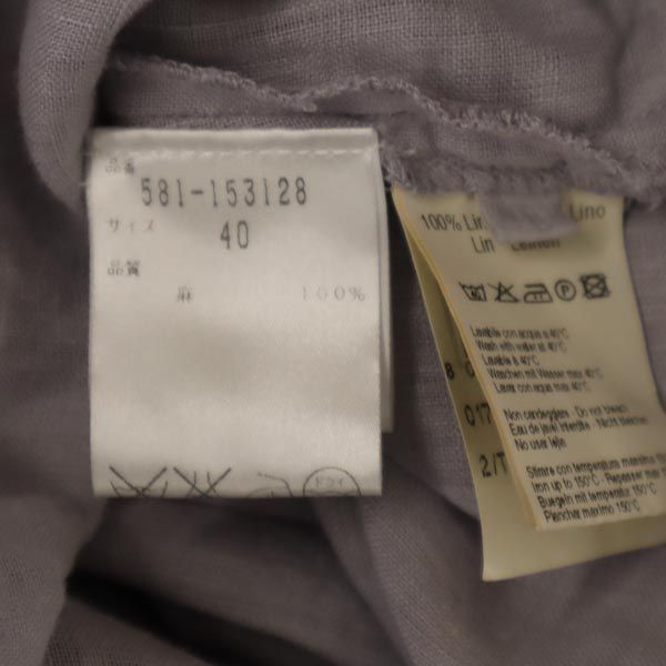 ワンハンドレッドトゥエンティーパーセントリノ イタリア製 リネン 長袖 シャツ 40 紫系 120% lino チュニック レディース