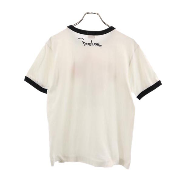A BATHING APE KAWS アベイシングエイプ カウズ 日本製 ロゴプリント 半袖 Tシャツ S ホワイト メンズ