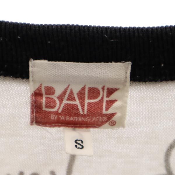A BATHING APE KAWS アベイシングエイプ カウズ 日本製 ロゴプリント 半袖 Tシャツ S ホワイト メンズ
