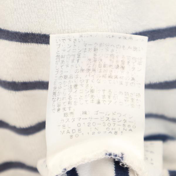 THE NORTH FACE ザノースフェイス AT40803 茶タグ復刻 アウトドア ボーダー柄 半袖 ポロシャツ S 白×紺 パイル生地 メンズ