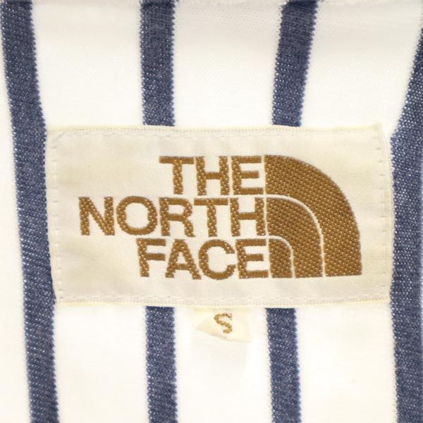 THE NORTH FACE ザノースフェイス AT40803 茶タグ復刻 アウトドア ボーダー柄 半袖 ポロシャツ S 白×紺 パイル生地 メンズ