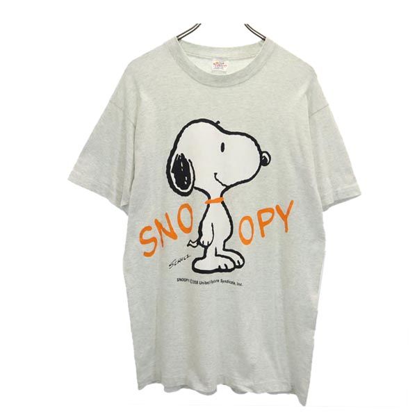 PEANUTS ピーナッツ 90s オールド USA製 SNOOPY 半袖 Tシャツ グレー系 メンズ