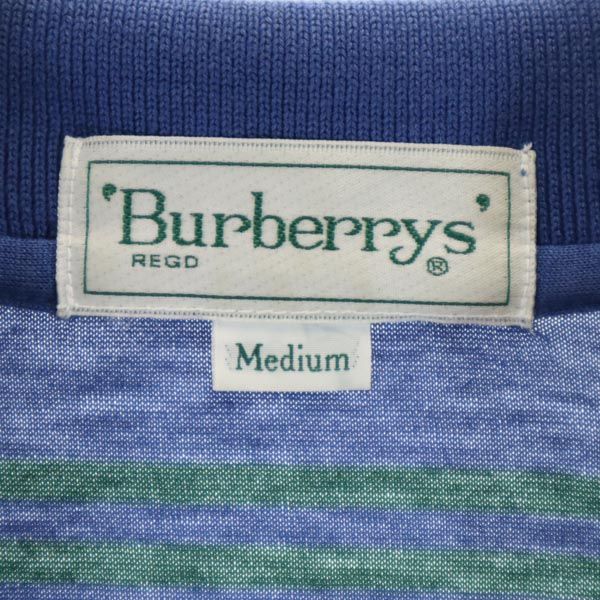 Burberrys バーバリーズ 90s オールド ボーダー柄 半袖 ポロシャツ M 青×緑 メンズ