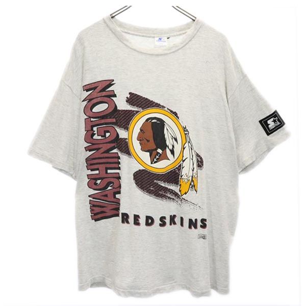 STARTER スターター 90s オールド USA製 プリント 半袖 ワシントンレッドスキンズ Tシャツ L グレー系 メンズ