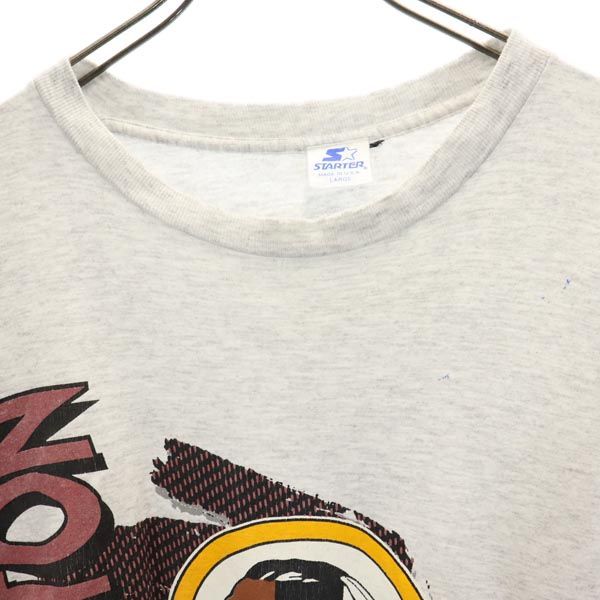 STARTER スターター 90s オールド USA製 プリント 半袖 ワシントンレッドスキンズ Tシャツ L グレー系 メンズ