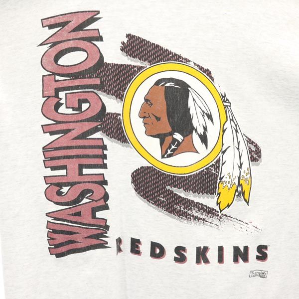 STARTER スターター 90s オールド USA製 プリント 半袖 ワシントンレッドスキンズ Tシャツ L グレー系 メンズ