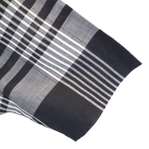 BLACK PIA ブラックピア リネン コットンブレンド チェック柄 半袖 オープンカラーシャツ L 黒系 メンズ