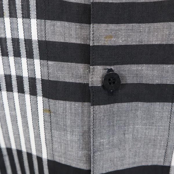 BLACK PIA ブラックピア リネン コットンブレンド チェック柄 半袖 オープンカラーシャツ L 黒系 メンズ