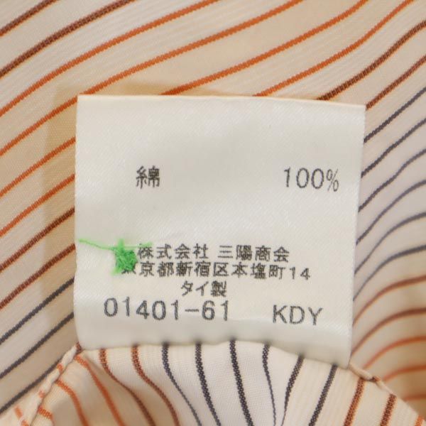 BURBERRY BLACK LABEL バーバリーブラックレーベル 三陽商会 ボーダー柄 半袖 ハーフボタン シャツ 3 オレンジ系 メンズ