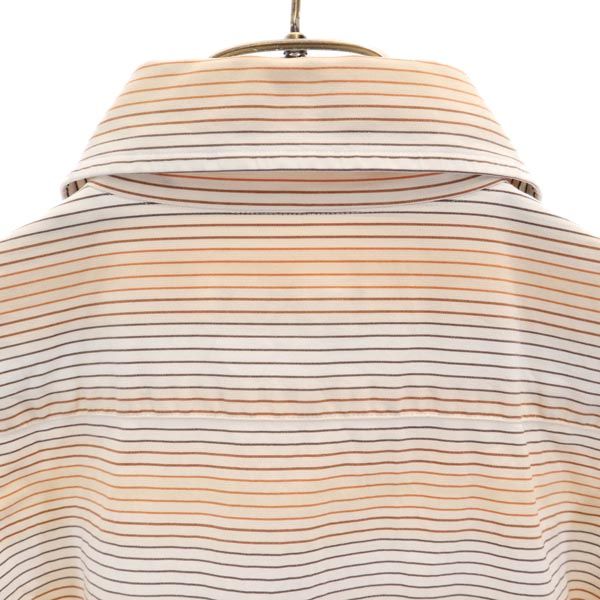 BURBERRY BLACK LABEL バーバリーブラックレーベル 三陽商会 ボーダー柄 半袖 ハーフボタン シャツ 3 オレンジ系 メンズ