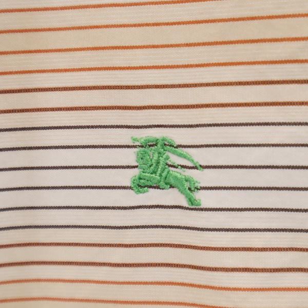 BURBERRY BLACK LABEL バーバリーブラックレーベル 三陽商会 ボーダー柄 半袖 ハーフボタン シャツ 3 オレンジ系 メンズ