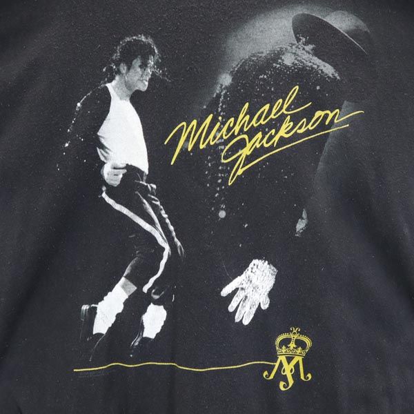 Hanes ヘインズ プリント マイケルジャクソン 半袖 Tシャツ M ブラック系 バンT メンズ