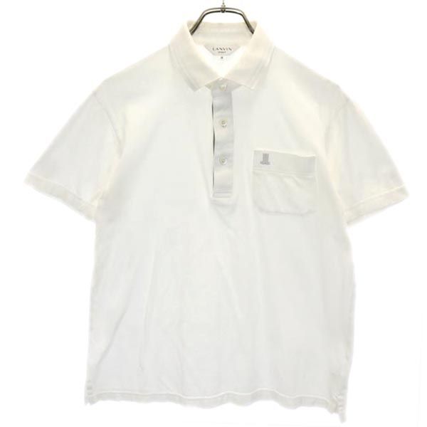 ランバン 日本製 半袖 ポロシャツ 38 白 LANVIN 鹿の子 メンズ