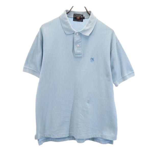 CHAPS チャップス 80s ヴィンテージ 半袖 ポロシャツ M 水色 鹿の子 メンズ