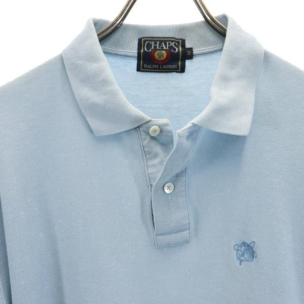 CHAPS チャップス 80s ヴィンテージ 半袖 ポロシャツ M 水色 鹿の子 メンズ