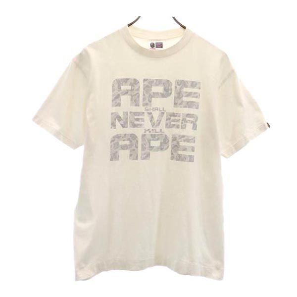 ベイプ 日本製 プリント 半袖 Tシャツ XS ホワイト系 BAPE メンズ