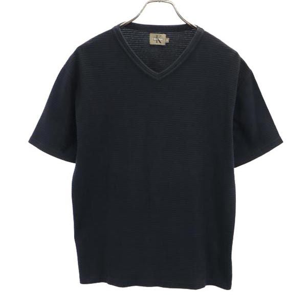 Calvin klein カルバンクライン 日本製 半袖 Vネック Tシャツ M ブラック系 メンズ