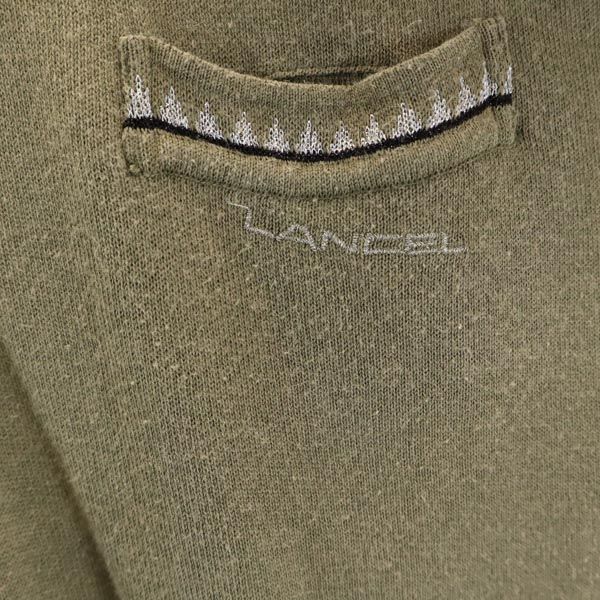 LANCEL ランセル リネンブレンド 半袖 ニット ポロシャツ M カーキ系 レディース