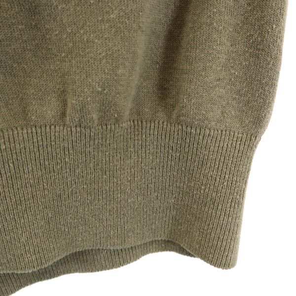 LANCEL ランセル リネンブレンド 半袖 ニット ポロシャツ M カーキ系 レディース