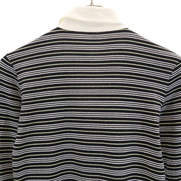 BURBERRY バーバリー 三陽商会 ボーダー柄 7分袖 ポロシャツ 160A 黒×白×黄 キッズ