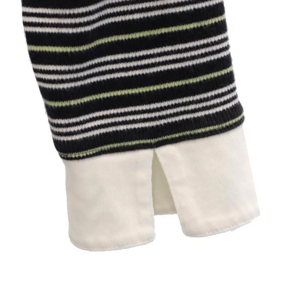 BURBERRY バーバリー 三陽商会 ボーダー柄 7分袖 ポロシャツ 160A 黒×白×黄 キッズ