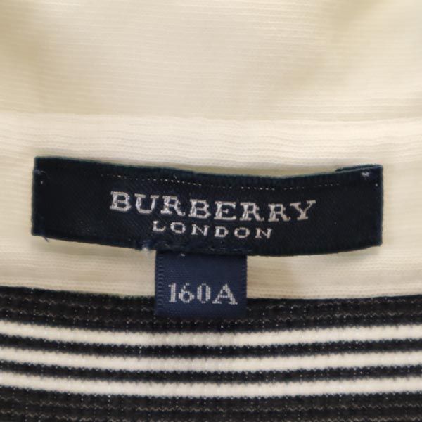 BURBERRY バーバリー 三陽商会 ボーダー柄 7分袖 ポロシャツ 160A 黒×白×黄 キッズ