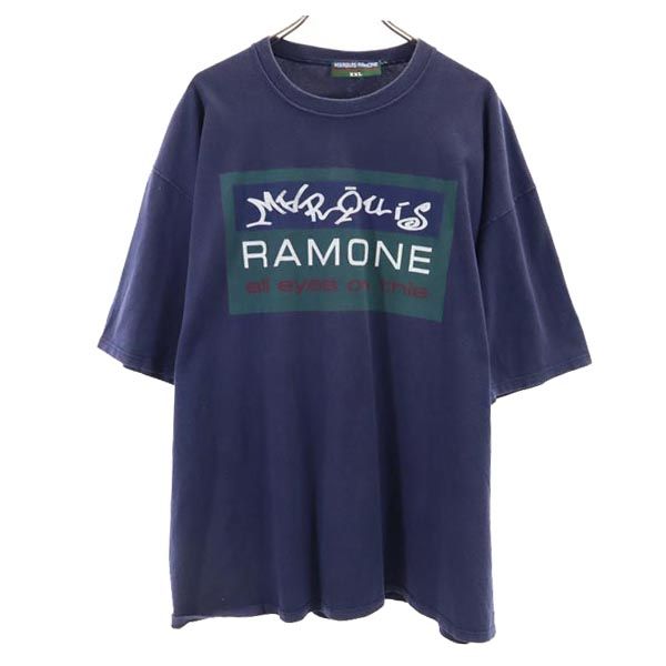 MARQUIS RAMONE 90s オールド USA製 半袖 Tシャツ XXL ネイビー系 ビッグサイズ メンズ