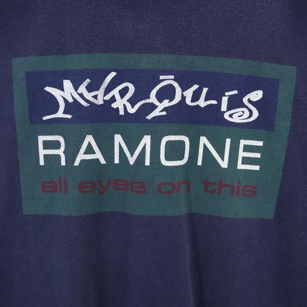 MARQUIS RAMONE 90s オールド USA製 半袖 Tシャツ XXL ネイビー系 ビッグサイズ メンズ