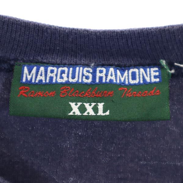 MARQUIS RAMONE 90s オールド USA製 半袖 Tシャツ XXL ネイビー系 ビッグサイズ メンズ