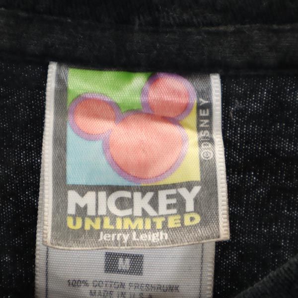 ミッキーアンリミテッド 90s オールド USA製 ミッキーマウスプリント 半袖 Tシャツ M ブラック系 メンズ
