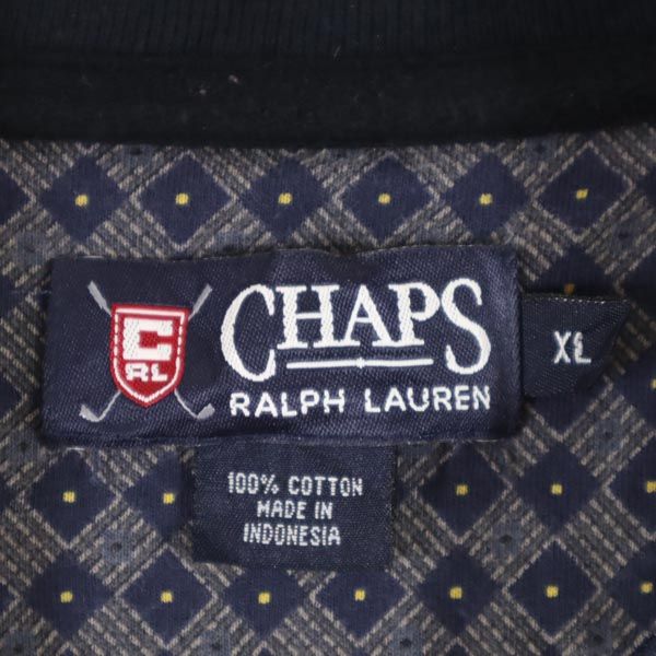 チャップスラルフローレン 総柄 ゴルフ 半袖 ポロシャツ XL ネイビー系 CHAPS RALPH LAUREN メンズ