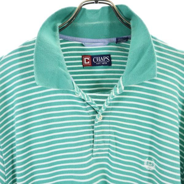CHAPS チャップス ボーダー 半袖 ポロシャツ XLT/TGL グリーン系 鹿の子 メンズ