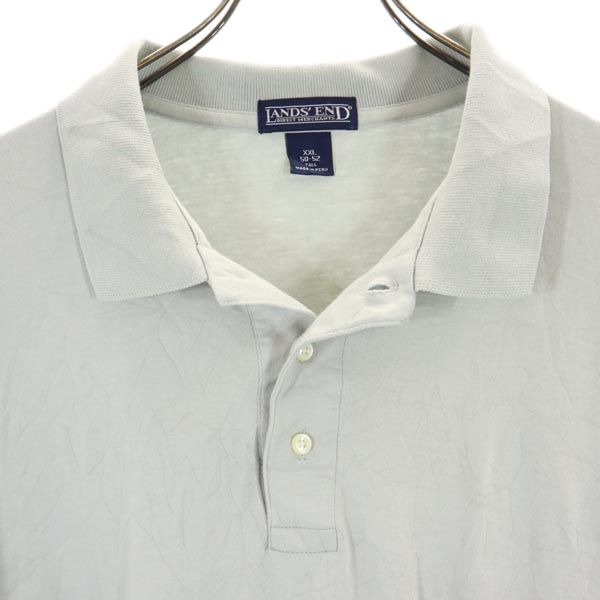 LANDS' END ランズエンド 半袖 ポロシャツ XXL グレー ビッグサイズ メンズ