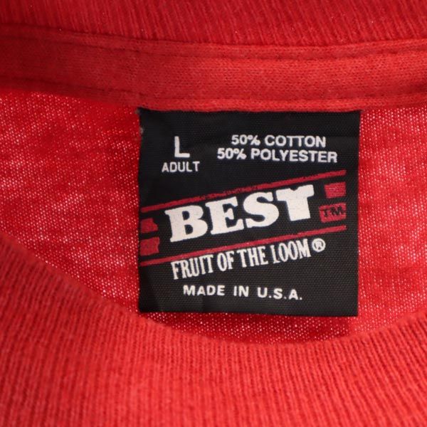 FRUIT OF THE LOOM フルーツオブザルーム 90s オールド USA製 バックプリント 半袖 Tシャツ L 赤 メンズ