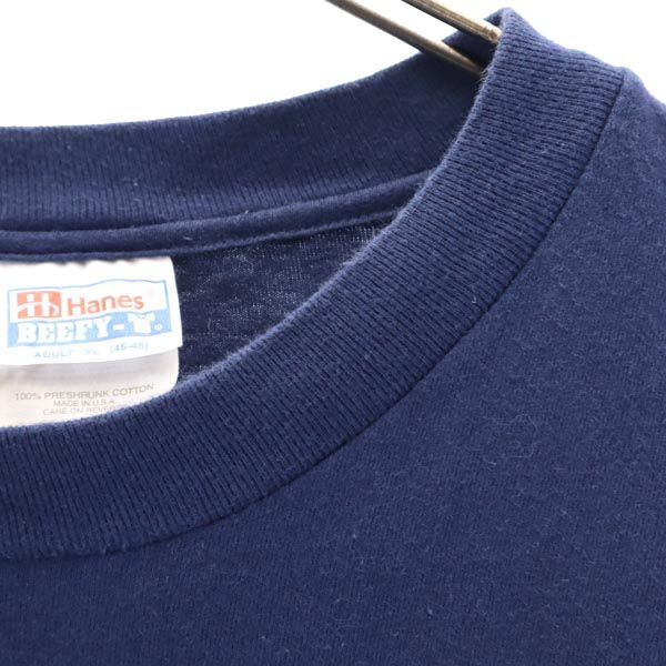 Hanes ヘインズ 90s オールド USA製 半袖 Tシャツ XL ネイビー系 メンズ