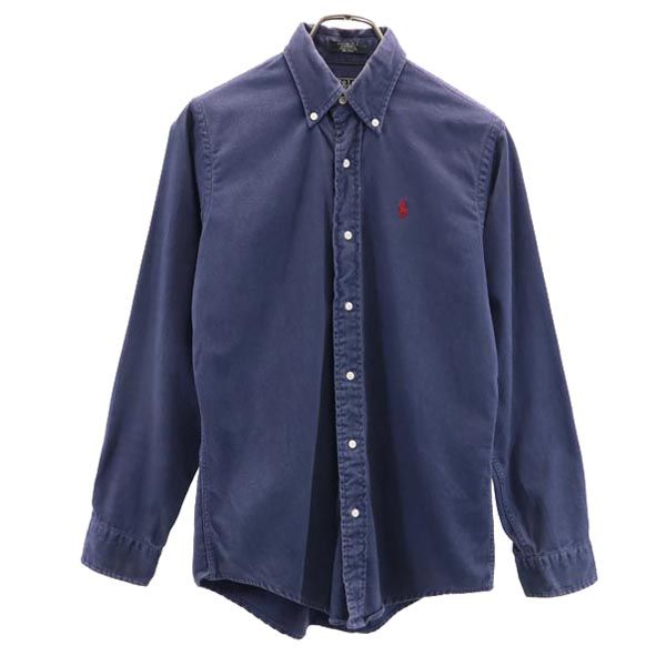 POLO RALPH LAUREN ポロラルフローレン 80s 緑タグ ボーイズ規格 ヴィンテージ 長袖 ボタンダウンシャツ L ネイビー メンズ
