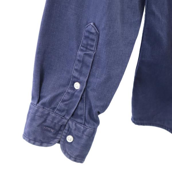 POLO RALPH LAUREN ポロラルフローレン 80s 緑タグ ボーイズ規格 ヴィンテージ 長袖 ボタンダウンシャツ L ネイビー メンズ