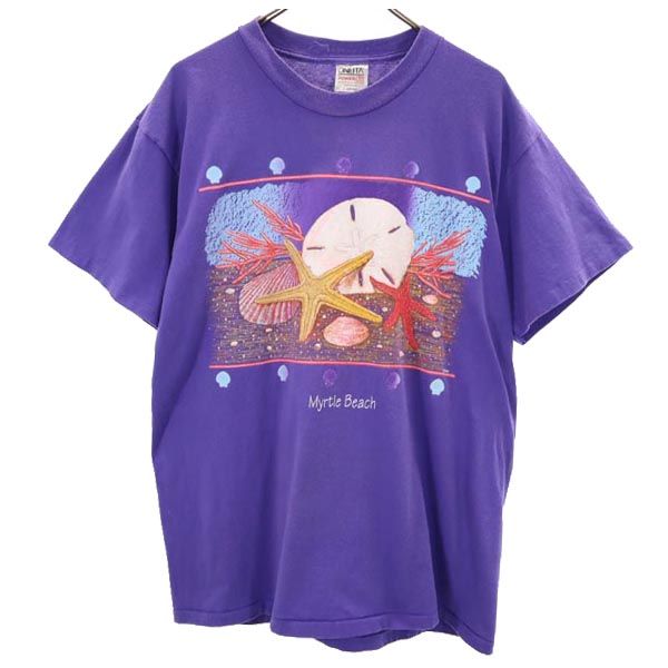 ONEITA オニータ 90s オールド USA製 半袖 Tシャツ L42-44 パープル系 メンズ