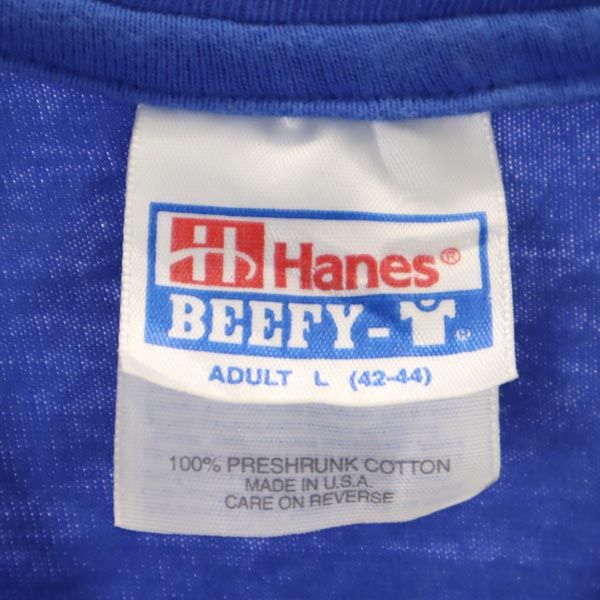 Hanes ヘインズ 90s オールド USA製 半袖 Tシャツ L42-44 ブルー系 メンズ