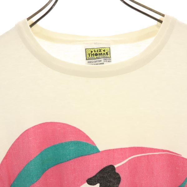 LIZ THOMAS リズトーマス 90s オールド パンダプリント 半袖 Tシャツ ワンサイズ ホワイト レディース