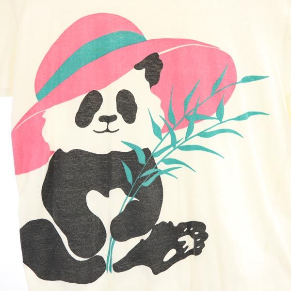 LIZ THOMAS リズトーマス 90s オールド パンダプリント 半袖 Tシャツ ワンサイズ ホワイト レディース
