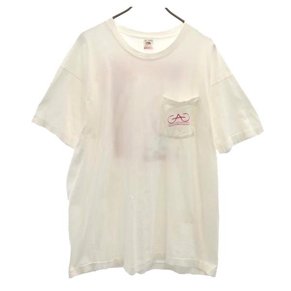 FRUIT OF THE LOOM フルーツオブザルーム 90s オールド USA製 バックプリント 半袖 Tシャツ XL ホワイト系 CAC メンズ