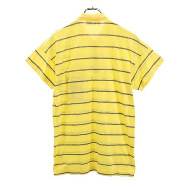 FILA フィラ 90s オールド イタリア製 ボーダー柄 半袖 ポロシャツ 48 イエロー系 メンズ