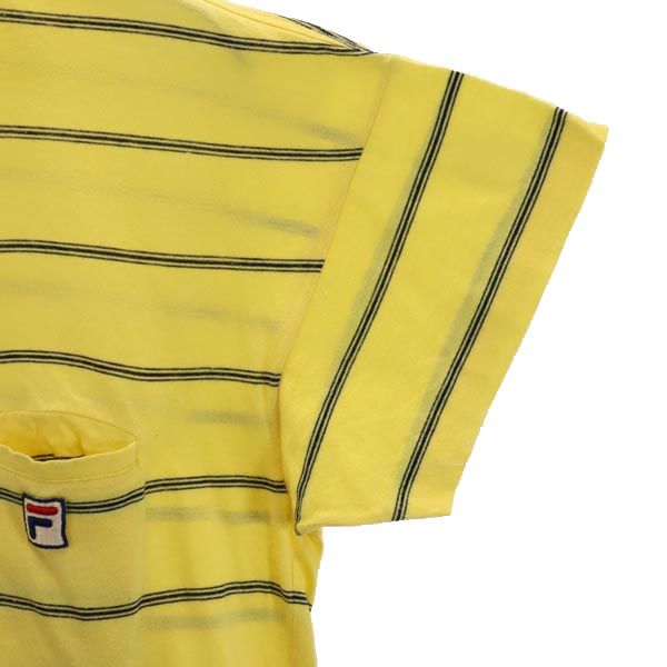 FILA フィラ 90s オールド イタリア製 ボーダー柄 半袖 ポロシャツ 48 イエロー系 メンズ