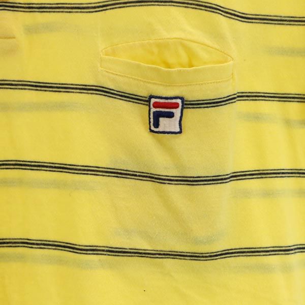 FILA フィラ 90s オールド イタリア製 ボーダー柄 半袖 ポロシャツ 48 イエロー系 メンズ
